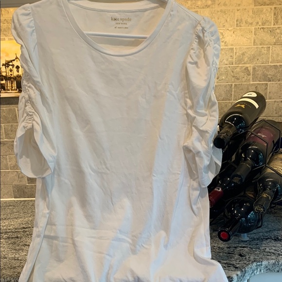 Kate Spade Ruffled Sleeves White T Shirt - Picture 1 of 4